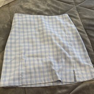Brandy Melville Light Blue Plaid Mini Skirt